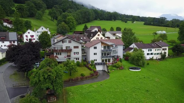 Heidi Land in switerzland, Drone view　ハイジの村 スイス ドローン