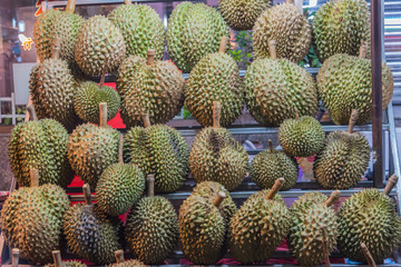 Fototapeta premium Durians, king of fruits in Thai market