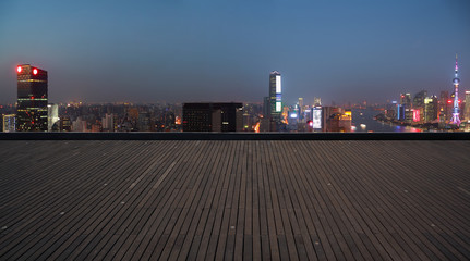 Aerial photography bird view at Shanghai bund Skyline