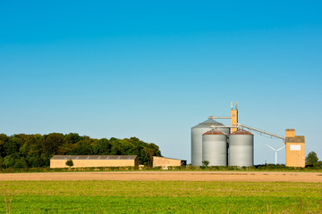 Fototapeta na wymiar Farm grain silos for agriculture