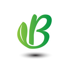 B green leaves letter  ecology logo