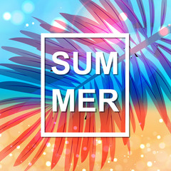 Summer time. Bright background. Inscription.  Season. For flyer, postcards. For your design.