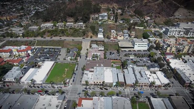 Sunny California - Downtown Ventura Aerial upward fly over