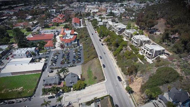 Aerial Flyover - Downtown Ventura - hillside downward fly over