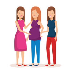 Fototapeta premium woman pregnacy with group of people avatars characters