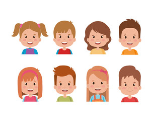 group of kids little characters