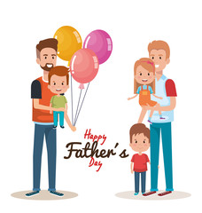 happy fathers day characters with balloons air