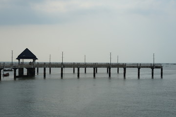 Sea port on the rainy day