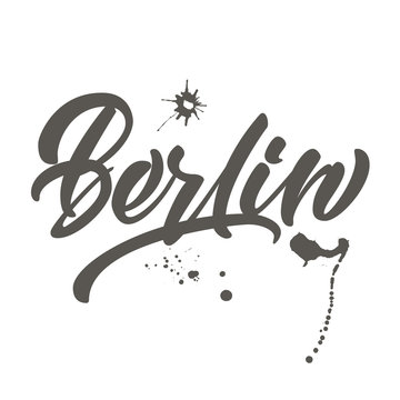 Vector handwritten lettering "Berlin" for cards, posters, prints.