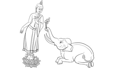 Thai traditional painting, tattoo, cracked colour painting