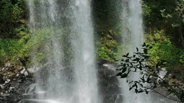 Water splashing on the rocks from a small fall at the end of the Macuco trail in the Iguazu National Park in Argentina.