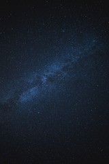 View of stars in the sky and milky way in a blue night sky