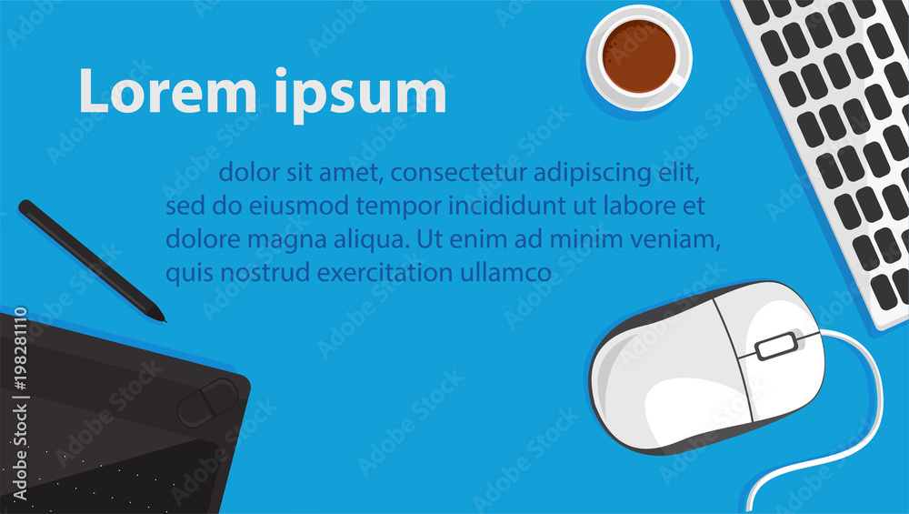 Fototapete office background or banner flat vector and element about computer