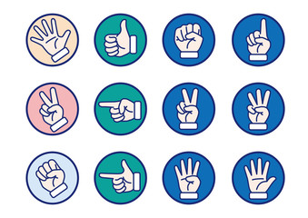 Hand gesture and sign icon collection, vector illustration