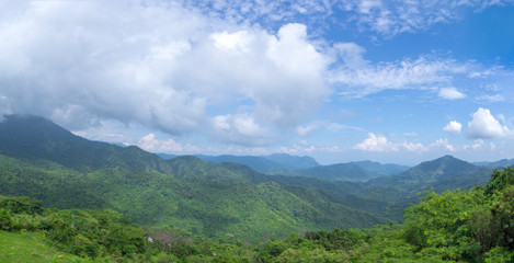green mountains and blue sky panorama