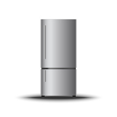 Realistic modern vertical refrigerator on isolate white background., Vector, Illustration