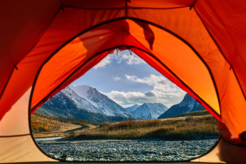 Great view of rock and lake. Dramatic and picturesque scene. © xfasss88