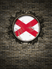 Old Alabama flag in brick wall