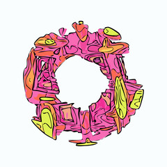 Abstract colorful circle alien style vector frame