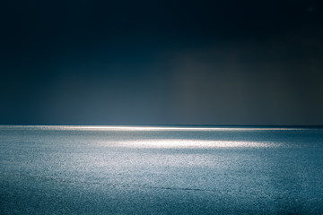 A beautiful landscape of a sea in winter evening. Baltic sea at the sunset. Vivid colors.