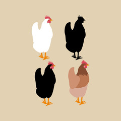 chicken vector illustration flat style silhouette black