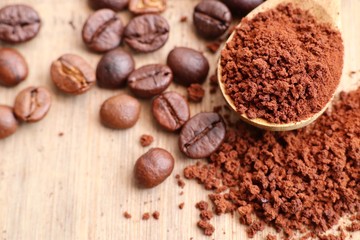 Instant coffee and coffee beans