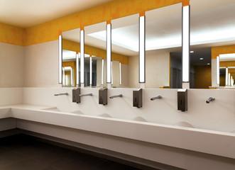 Fototapeta na wymiar modern large toilet in the administrative building