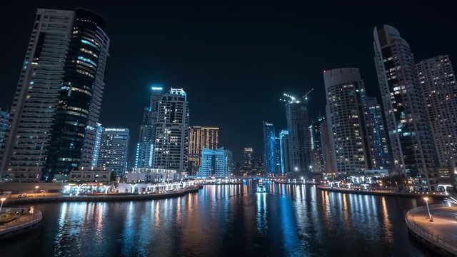 Night timelapse in Dubai Marina