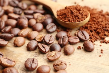 Instant coffee and coffee beans