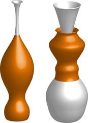 Vector image of a three-dimensional ceramic jug, sports cup for rewarding, modeling of vases.