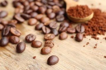Instant coffee and coffee beans