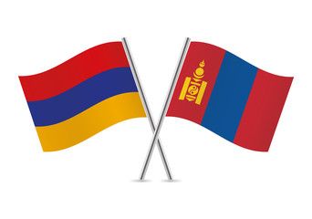 Armenia and Mongolia flags. Vector illustration.