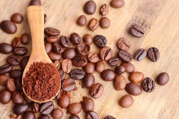 Instant coffee and coffee beans