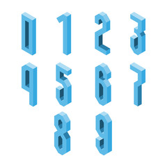 Set of isometric numbers icons, 3d characters