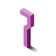 Isometric seven violet icon, 3d character with shadow