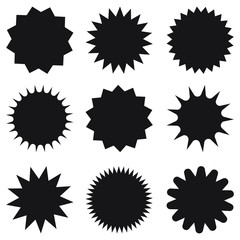 Set of vector starburst, sunburst badges. Design elements - best for sale sticker, price tag, quality mark. Flat vector illustration isolated on white background.