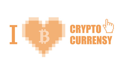 Fototapeta premium Creative vector concept illustration for bitcoin lover. Abstract template for web and print . Creative layout with the inscription I love BTC