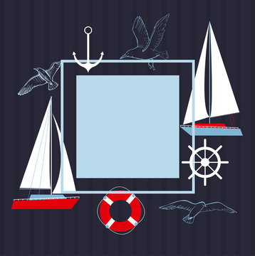 Vector frame with yachts.