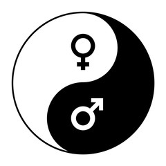 Yin yang symbol of harmony and balance between male and female gender - obrazy, fototapety, plakaty