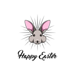Obraz na płótnie Canvas Easter bunny. Easter greeting card. Rabbit head. Happy Easter inscroption. Vector.