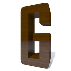 Conceptual wood or wooden brown font or type, timber or lumber industry piece isolated on white background. Educative hadwood material, smooth surface mahogany handmade sculpted 3D illustration object
