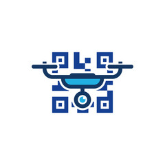 Barcode Drone Logo Icon Design