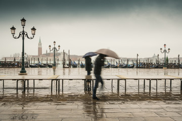 view to San Giorgio Maggiore Venice during aqua alta