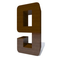 Conceptual wood or wooden brown font or type, timber or lumber industry piece isolated on white background. Educative hadwood material, smooth surface mahogany handmade sculpted 3D illustration object