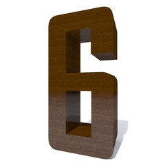 Conceptual wood or wooden brown font or type, timber or lumber industry piece isolated on white background. Educative hadwood material, smooth surface mahogany handmade sculpted 3D illustration object