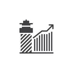 Growing graph vision vector icon. filled flat sign for mobile concept and web design. Prediction of success solid icon. Symbol, logo illustration. Pixel perfect vector graphics
