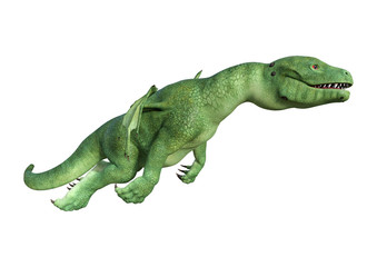 3D Rendering Fantasy Hatchling Dragon on White