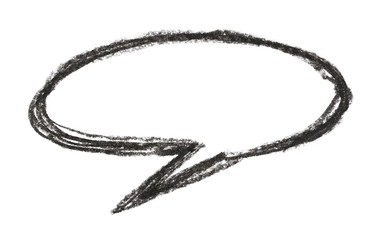 Black grunge crayon drawing comic speech bubble background and texture isolated on white background, design element