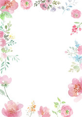 Watercolor flowers. Background with floral ornaments. Wedding background. Handmade. Figure.
