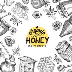 Vector background with sketched honey elements